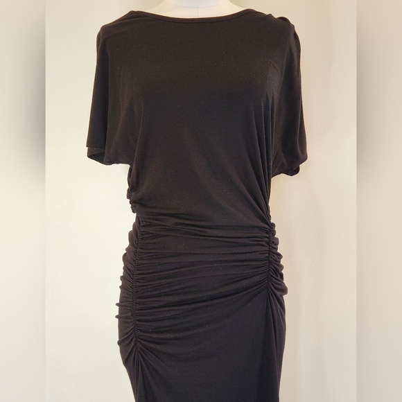 || SUNDRY || black midi dress, knit, casual, dolman sleeves, size 2 - Picture 3 of 11